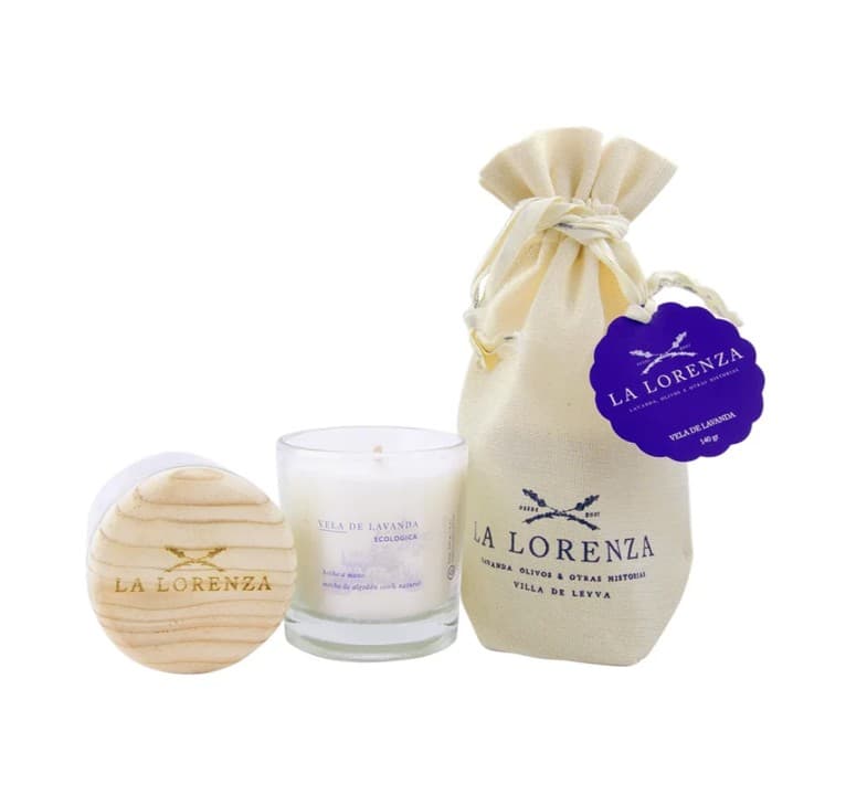 Vela de Lavanda en Vidrio con Tapa de Madera